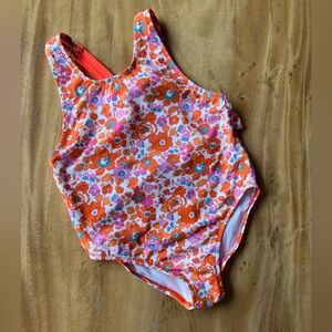 Jacadi is Kids Floral One-Piece Swimsuit - Orange Floral NWOT